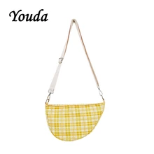 Youda новые мягкие ткани в Корейском стиле; Летняя женская нагрудная сумка в стиле casual Стиль плед сумка Холст сумки модные курьерские Сумки вместительные сумки Сумка