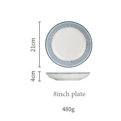 Японская подглазурная Цветная Керамическая Посуда домашняя обеденная тарелка с ручкой Procelain блюдо чаши для риса и супа горшок чашка ложка набор - Цвет: 4
