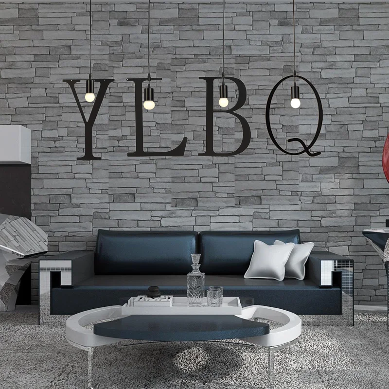 

DIY American Country Style Iron 26 Letters Pendant Light Alphabet Letter Shop Logo Hanging Pendant Customsized Lamps With Bulbs