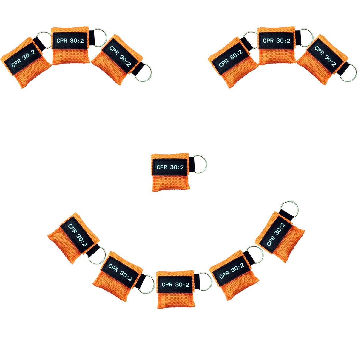 50pcs 30:2 CPR Mask Keychain Emergency Face Shield Mouth To Mouth Cardio Pulmonary Resuscitation Health Care Tool Orange