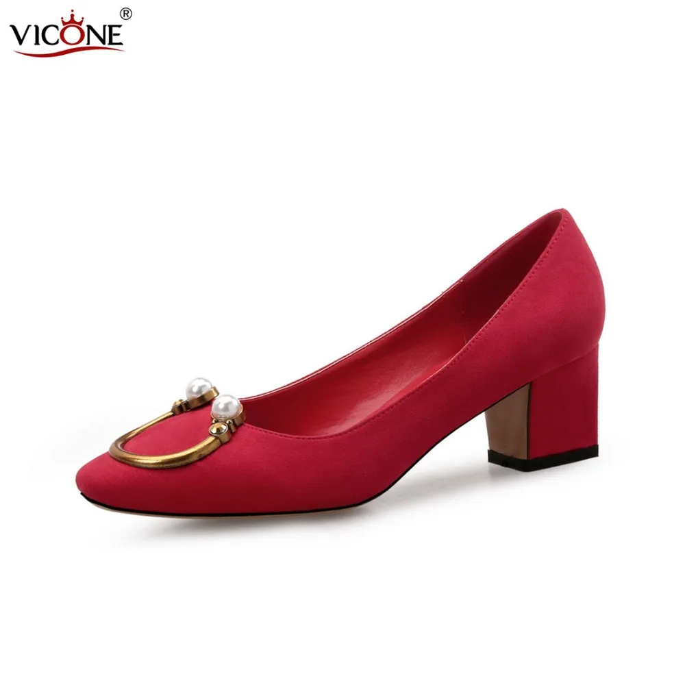 

VICONE Women Spring/Autumn Flock Pointed Toe Peal Square Heel V10116