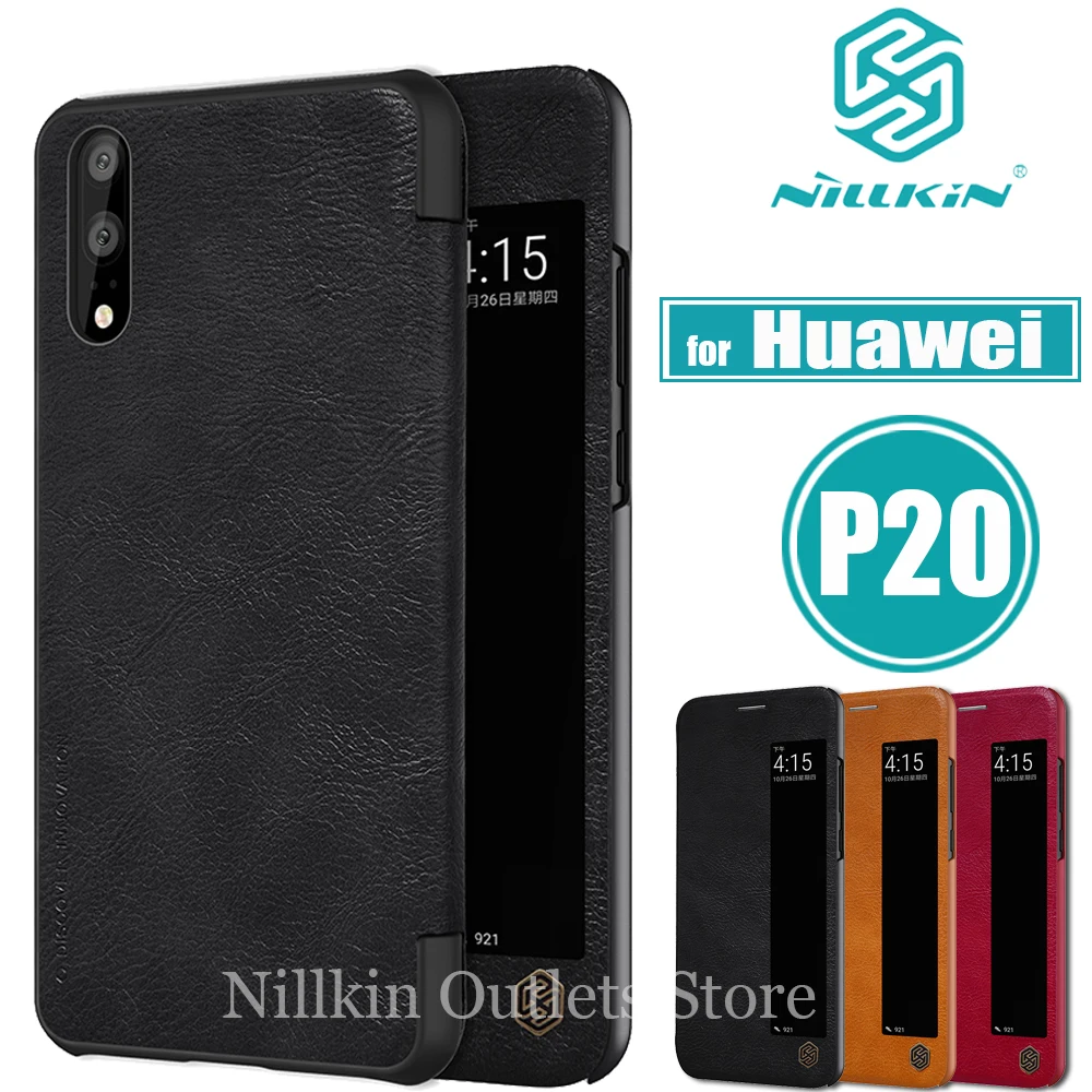 Huawei P20 Case Cover Nillkin Luxury Soft PU Flip Leather Smart Wallet Phone Bag Back Cases for Nilkin Capa Card Slot |