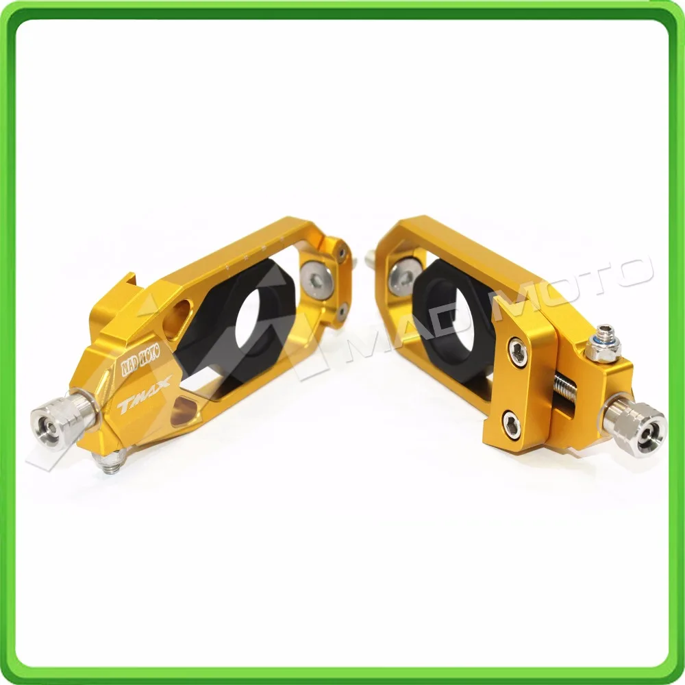 Aluminum motorcycle Chain Tensioner Adjuster fit for YAMAHA T MAX 530 TMAX 530 T-MAX 530 2012 2013 2014 2015 2016 Gold & Black (14)