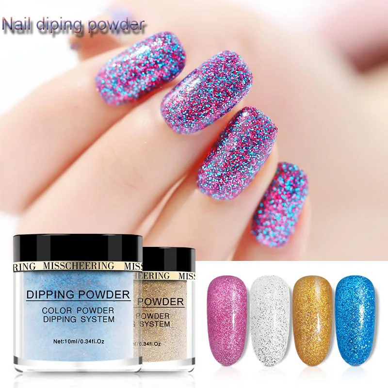 

Nail art glitter dipping powder 10ML 12 colors liquid diamond sequins powder pigment long lasting nail dip powder MZ089