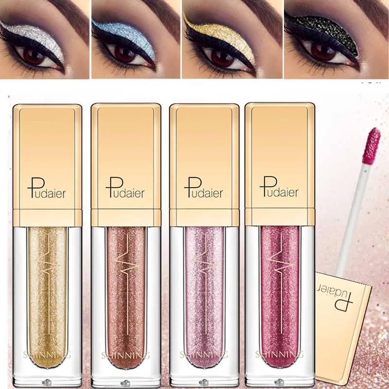 

New Make Up Liquid Eyeshadow Waterproof Glitter Pigments Purple Gold Metallic Women Beauty Gel Eye Shadow Cream 18 Colors Makeup