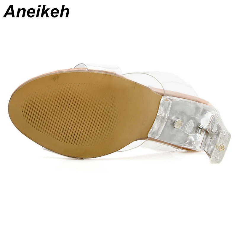 Summer PVC Jelly Sandals Crystal Open Toed Sexy Thin Heels Crystal Women Transparent Heel Sandals Slippers Pumps women sandals women high heels Aneikeh
