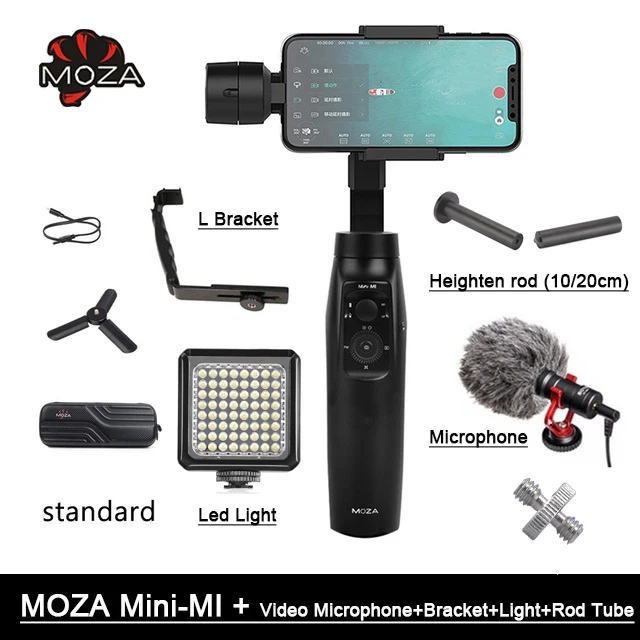 MOZA MINI MI 3-осевой портативный смартфон сотовый телефон видеокамеры Стабилизатор для iPhone X, 8 Plus, 8, 7, 6S samsung S9 S8 S7 Gopro 6 VS Zhiyun Q4 Vimble - Цвет: withboyaBracketledTu