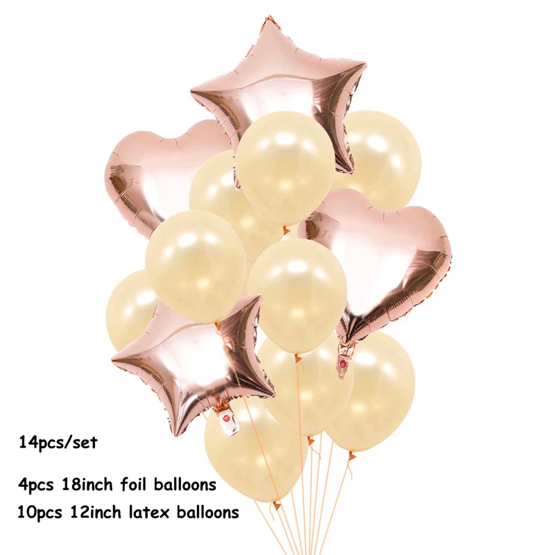 Foil Latex Balloon Set Helium Star Wedding Birthday Party Decor//Rose Gold