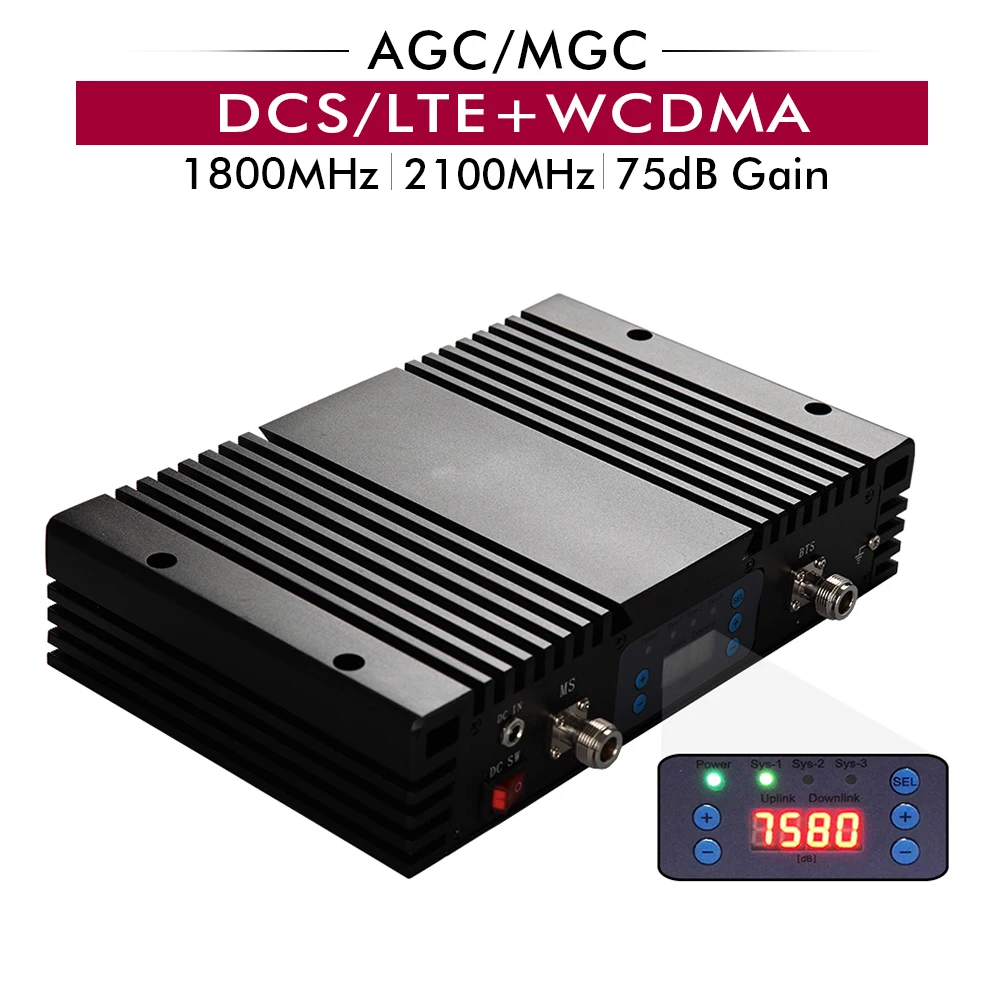 Мощный 75dB Dual Band повторитель DCS/LTE 1800 UMTS WCDMA 2100 мобильный усилитель сигнала с