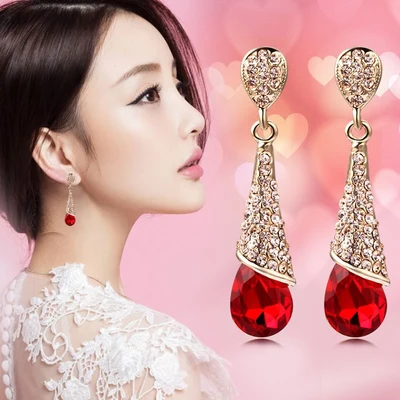 Корейские модные роскошные хрустальные серьги в форме капель с кристаллами, длинные серьги, ювелирные изделия, серьги для невесты, не проколы, клипсы для ушей