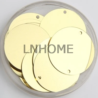 

50g Large Round Sequins 40mm PVC Flat Paillette For Belly Dance Costumes With 2 Side Holes Light Gold