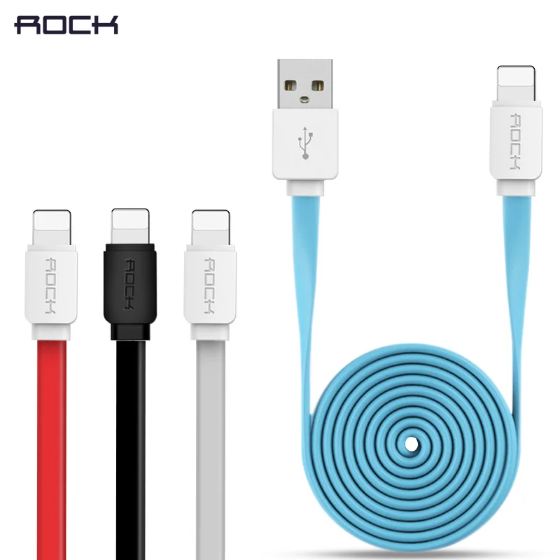 USB Cable for iPhone 8 7 6 6s SE 5s, ROCK Data Sync Flat USB Cable for iPad mini/air/pro for