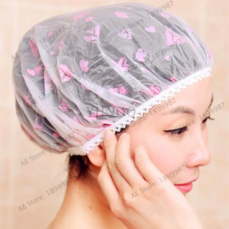 

1pcs Cute cartoon Waterproof Shower Cap Environmental Protection Elastic Band Hat Bath Cap makeup lampblack cap