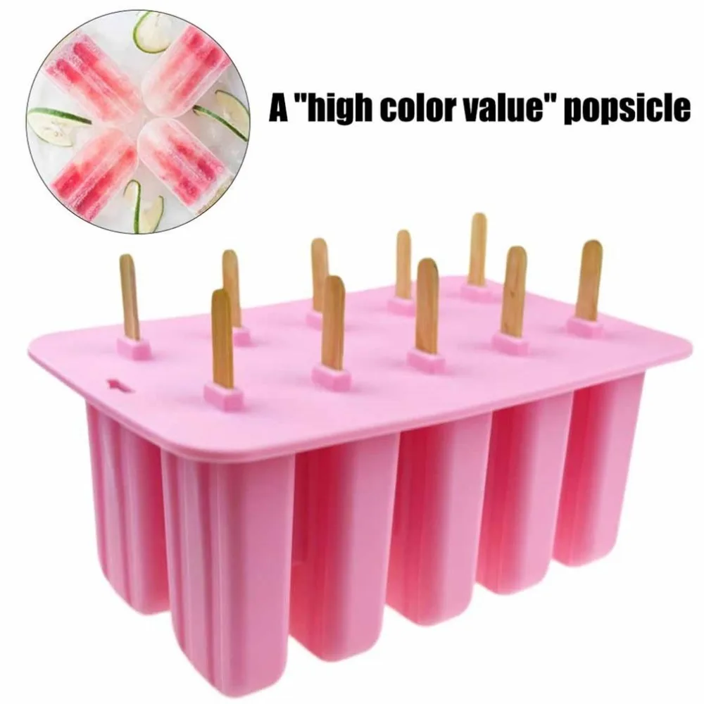 Lody Formy Popsicle Mold Popsicle Mold Ice Tray Krążek Lody 10-holes Food Grade Silicone Mold Wysokiej Jakości Spadek wysyłka
