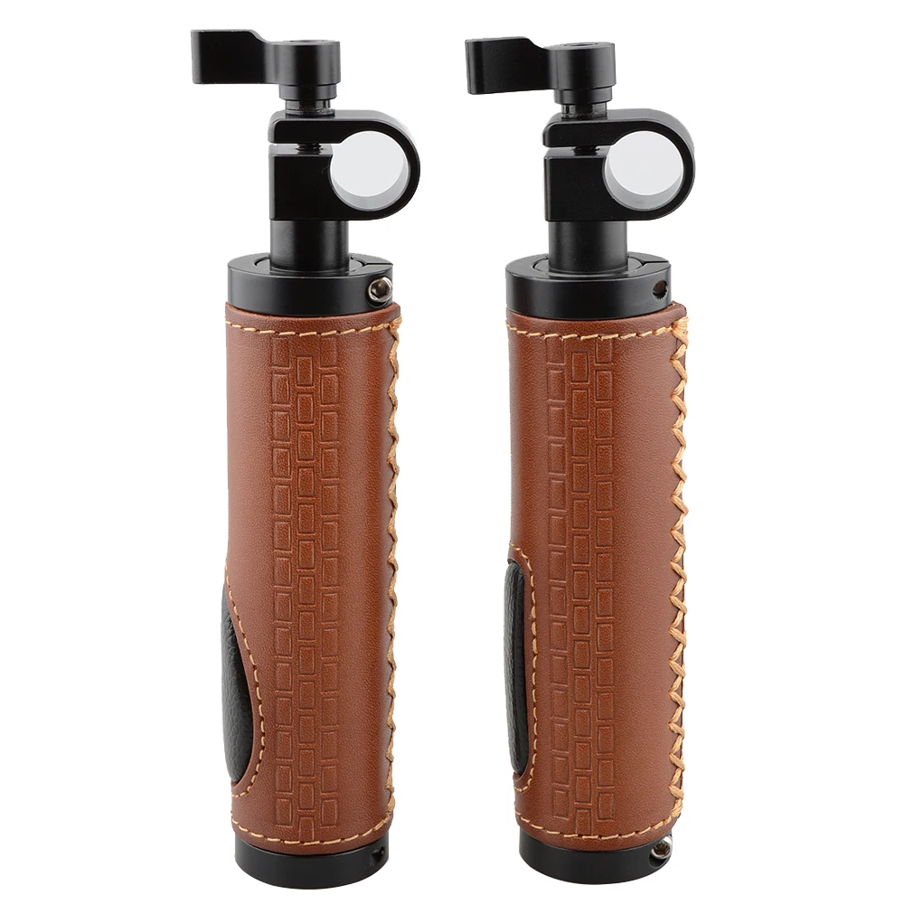 

CAMVATE 15mm Rod Clamp Handle Grip (Leather) for DSLR Camera Rod System (pack of 2) C1616