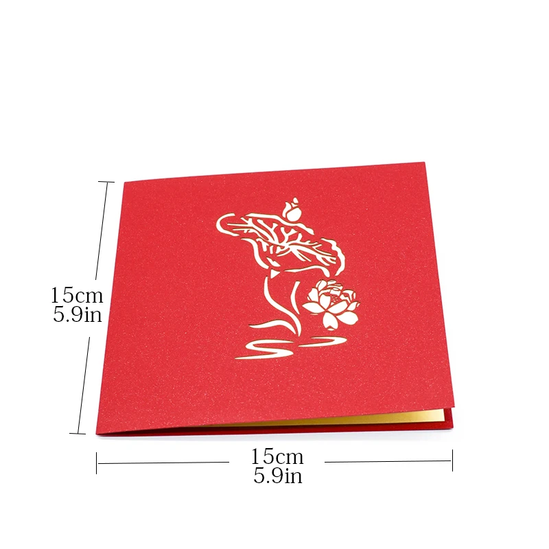  Lotus 3D Pop UP Card Birthday Gift with envelope sticker Flower laser cut invitation Greeting Card  - 32876164943