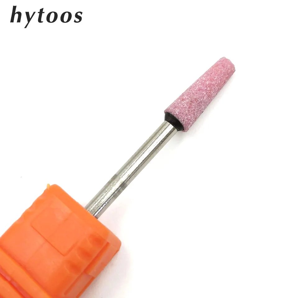 HYTOOS Pink Ceramic Stone Nail Drill Bit 3/32 Rotary Burr Korund Cutter For Manicure Electric Drill Accessory Tools Nail Mill