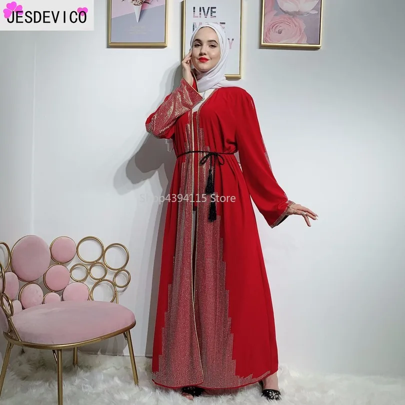 Роскошный мусульманский кардиган, украшенный бусинами, abaya, длинное кимоно, длинные халаты, Jubah, Дубай, Ближний Восток, Арабский исламский наряд