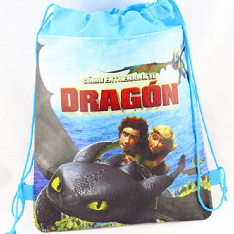 

Toothless Figures Non-woven Drawstring Bags Kid School Swimming Storage Bag How To Train Your Dragon Action Model Kid Gift Bag
