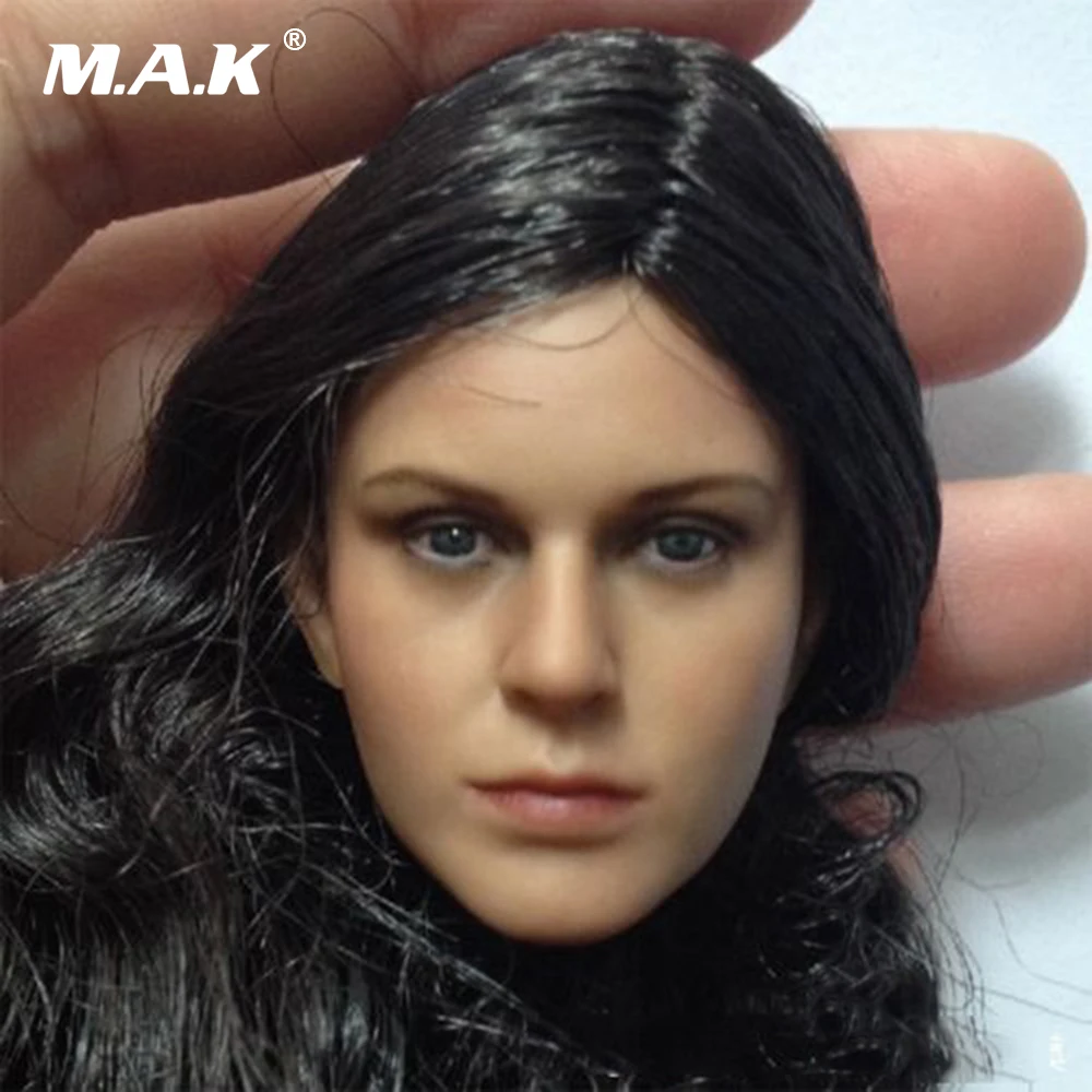 

1/6 European and American Female Head Sculpt with Black Long Hair For 12 Inches Bodies Action Figures