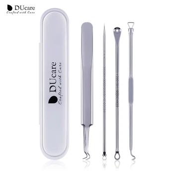 

DUcare 4 PCS Acne Blackhead Removal Needles Stainless Steel Pimple Extractor Comedone Cleaner Skin Clean Care Tools Kit