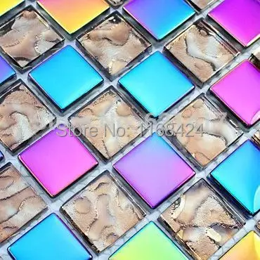 

Iridescent symphony electroplating brown crystal glass mosaic tiles EMGM1042 for kitchen backsplash decoration free shipping