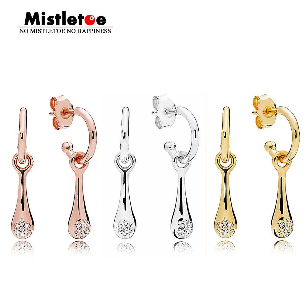 

Mistletoe 925 Sterling Silver Modern LovePods Earrings, Mistletoe Rose & Clear CZ Shine Compatible with European Jewelry