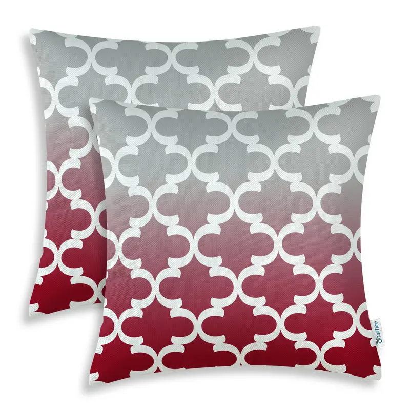 2pcs calitime burgundy gray cushion cover decorative pillows shell home sofa bedding set geo print 45cmx45cm - Decorative Pillows Cheap 2pcs calitime burgundy gray cushion cover decorative pillows shell home sofa bedding set geo print 45cmx45cm - Decorative Pillows Cheap