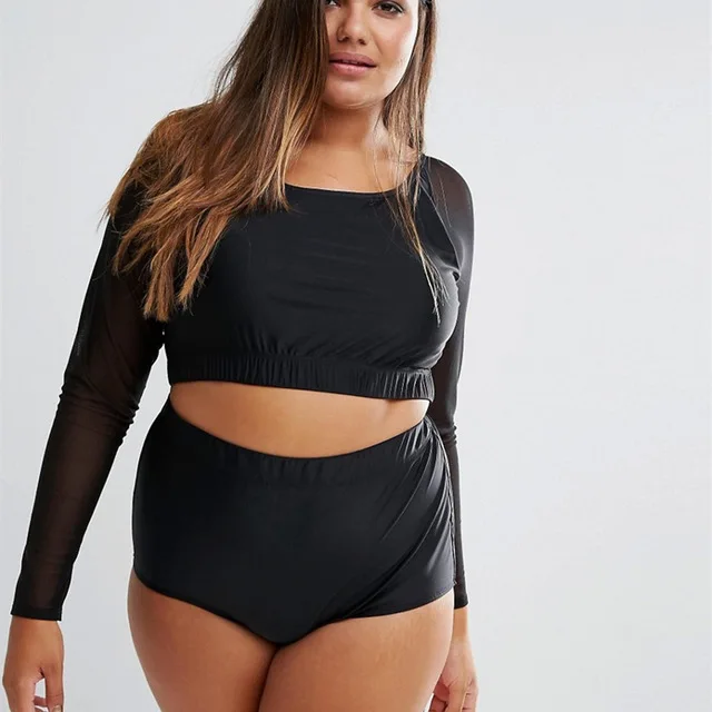 plus size long sleeve bathing suit top