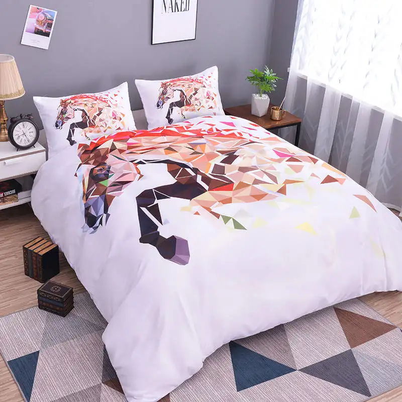 Zeimon Luxury 3pcs Horse 3d Printing Bed Clothes Polyester Duvet