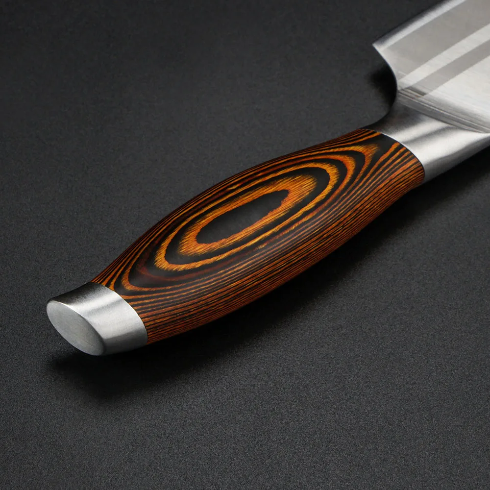 Модели BIGSUNNY 7-дюймовый Santoku Ножи с высоким содержанием углерода Нержавеющая сталь бритвы острое лезвие ножей шеф-повара мясной овощной нож Кливер