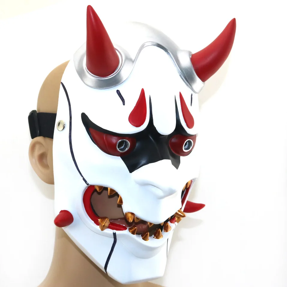 F44 OW Genji кожи они косплей маски японский Hannya демон дьявол шлем FRP полное лицо реквизит вечерние Хэллоуин Необычные мяч Рождество