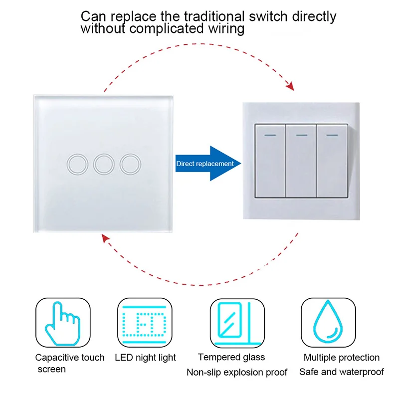 Hoomall AC 110-240V 1/2/3 Gang 1 способ Смарт настенный Сенсорный экран переключатель светодиодный Кристалл Стекло Панель EU/UK Панель переключатель