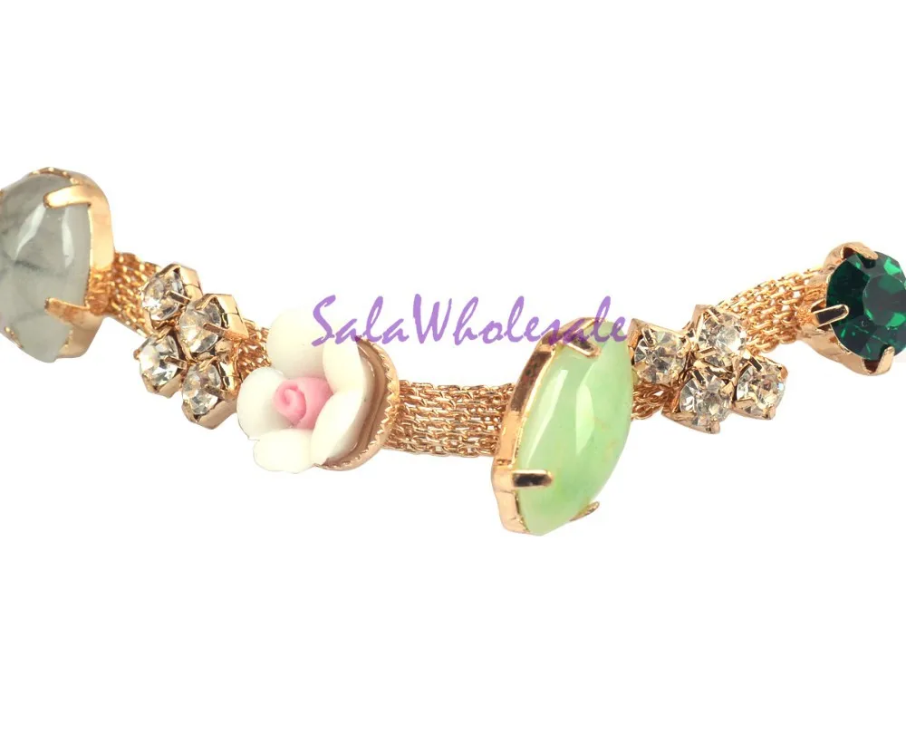 free shipping 1 yard mixed colors crystal flowers stone rhinestone chain applique trims for bridal wedding costume sewing Jewelry Findings