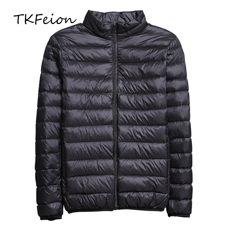 

2019 Spring/Autumn Mens Slim Jackets Fashion Lightweight Portable Stand Collar Plus Size 5XL Male Duck Down Coats Clearance Sale