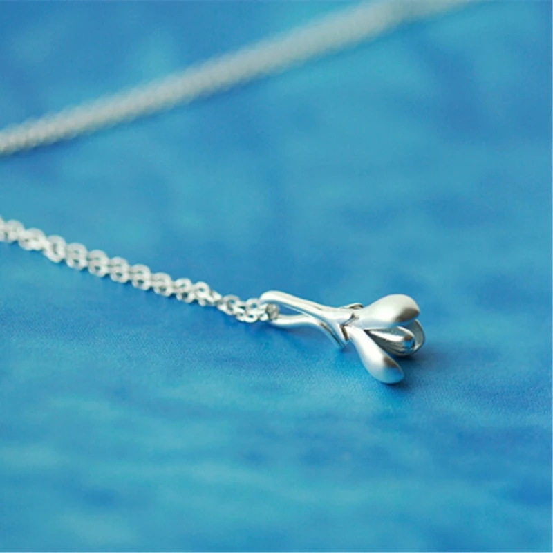 

Simple Original Literary Flower 925 Sterling Silver Clavicle Chain Temperament Personality Trendy Female Necklace SNE278