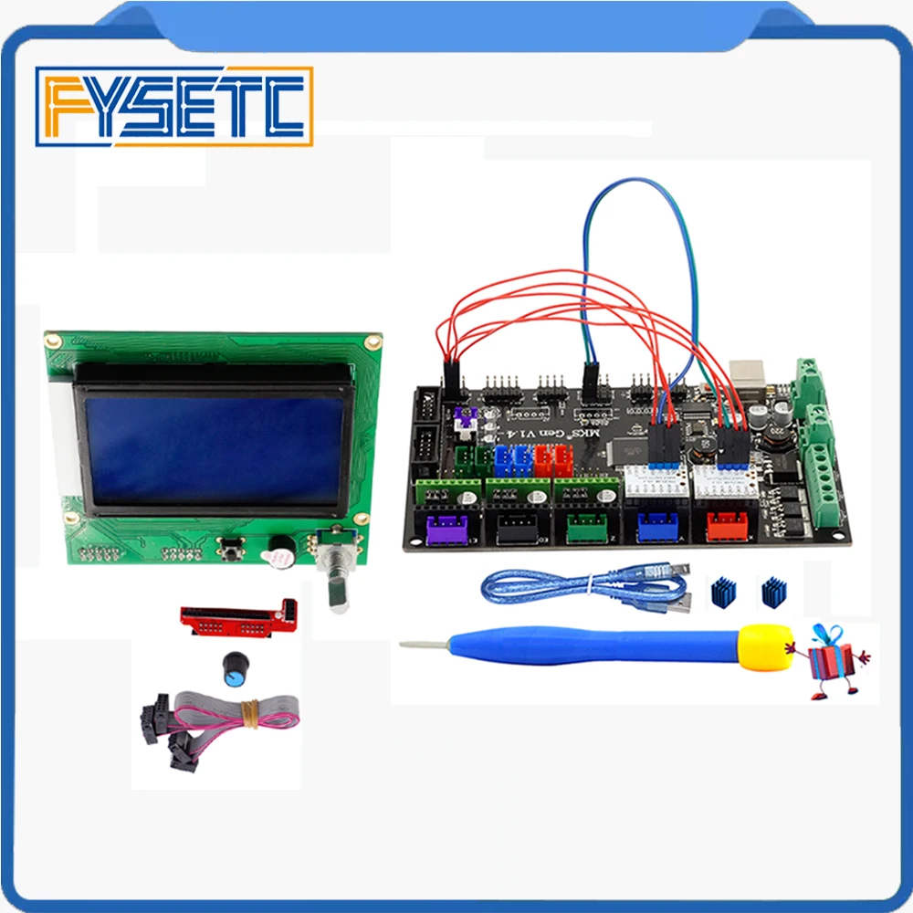 

1PC Gen V1.4 3D Printer 4 Layers PCB Controller Board + 2PCS TMC2130 V1.1 SPI Silent Driver+ New 12864 Graphic LCD Set