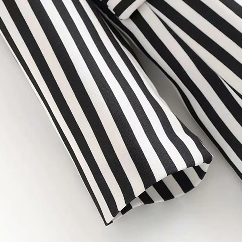GOPLUS Office Lady Casual Blazer 2019 Spring Slim Black And White Striped Notched Women Blazers Ladies Pockets Tops Outerwear