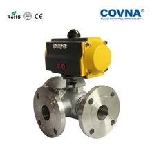 DN50 пневматический фланец шарового клапана GB стандарт 3 способа фланцевый Пневматический шарик клапан