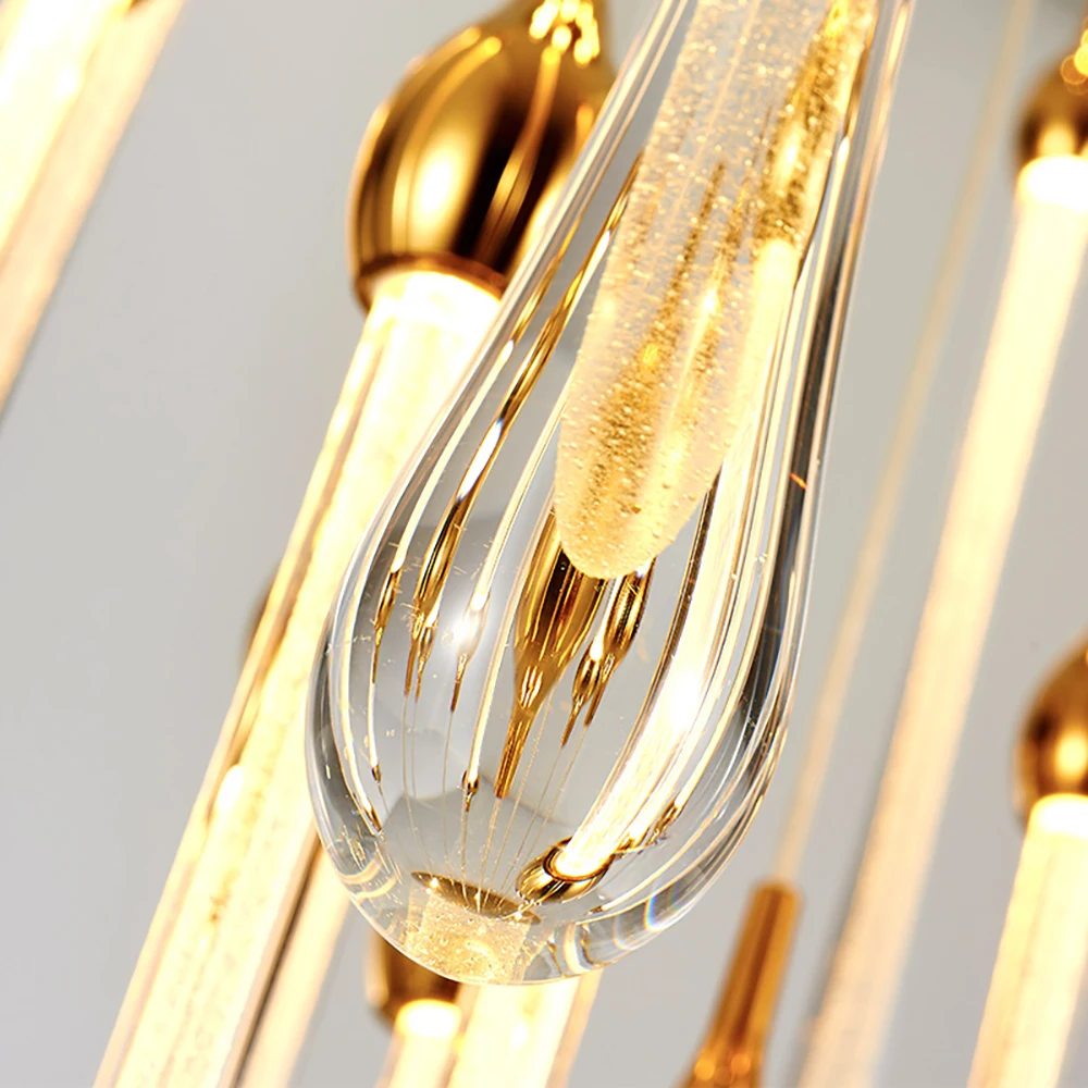  Luxury modern led large staircase crystal chandelier lighting long water drop fixtures kitchen isla - 32996805546