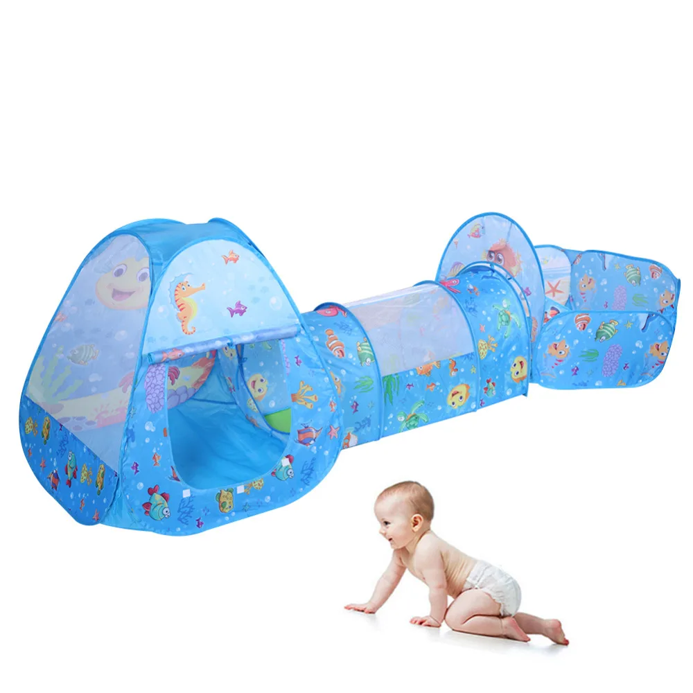 

3Pcs Pool-Tube-Teepee Baby Play Tent House Foldable Ocean Ball Pool Kids Crawling Tunnel Tube Portable Playing House Tent