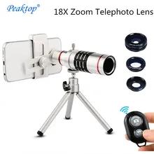 Универсальный 18X Монокуляр телефото зум-объектив Fisheye Широкий формат макро телескоп с зажимом Штатив для смартфонов комплект телефон объектива