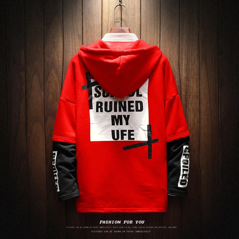 

Fashion Casual Men's Hoodie Spring And Autumn New S-5XL Large Size Printing Loose Pullover Black Red Personality Youth Popular