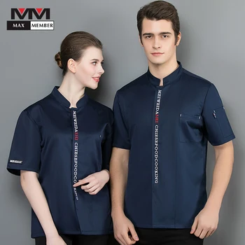 

2019 Unisex Cook Clothes Men High Quality Kitchen Short-sleeved Restaurant Bakery Waiter Chef Uniform Workwear Waiter Clothes