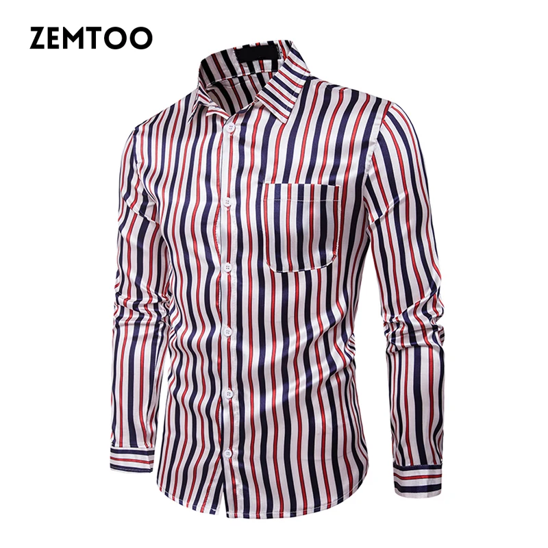 High Quality Men's Classic Striped Shirt Long Sleeve Dress Shirt Men