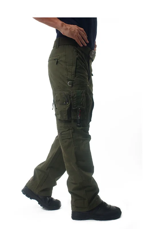 Men Cargo Pants Overalls Multi Pockets Military Tactical Pants Tooling Combat Style Plus Size Trouser Loose Commando Casual Pants (9)