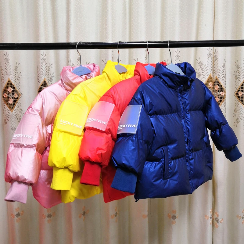 

Girls Down Jacket Boys Down Coat Kids Fashion White Duck Down Solid Parkas Children Outerwear Kids Winter Clothes Blue Red Pink
