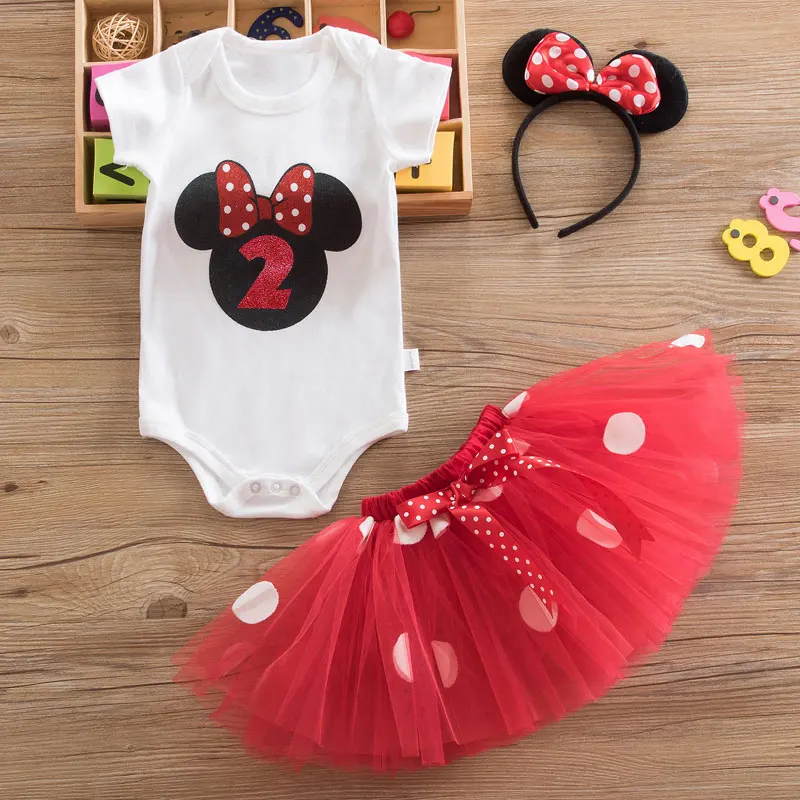 Minnie Mouse Infant Baby Girls Birthday Fancy Dress Party Tutu Dress Outfit Set
