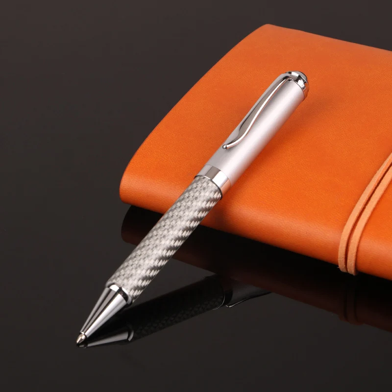 Цена, белая шариковая ручка из углеродного волокна/Шариковая ручка для офиса, канцелярские принадлежности, классические Сменные ручки, подарок - Цвет: Ballpoint pen