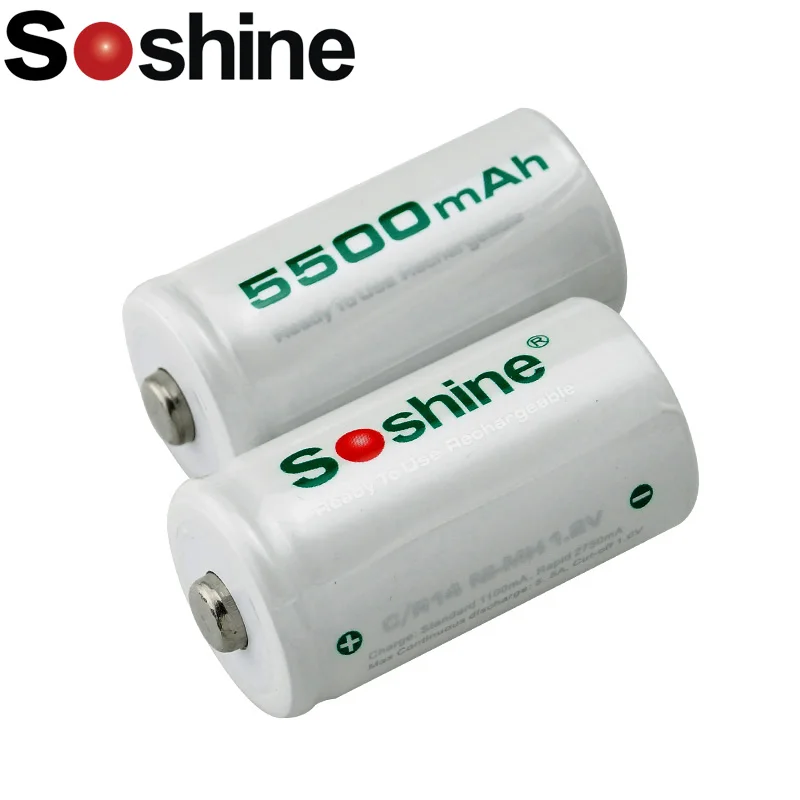 Soshine C/R14 C Size 1.2V Rechargeable Batteries NiMH 5500mAh battery-2PCS Soshine C/R14 C Size 1.2V Rechargeable Batteries NiMH 5500mAh battery-2PCS
